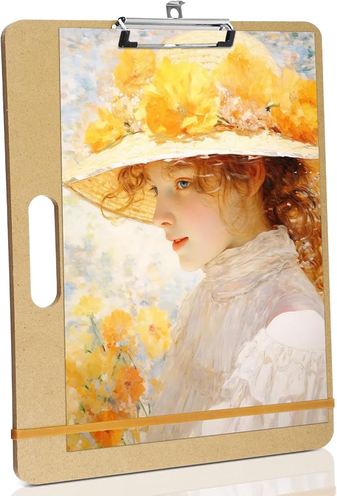 13" x 17" Sketch Drawing Board, Art Board with Handle, Sturdy Clip and Rubber Band, Portable Artist Clipboard Easel for Adults, Classroom, Studio Drafting, Watercolor, Painting Supplies Stuff