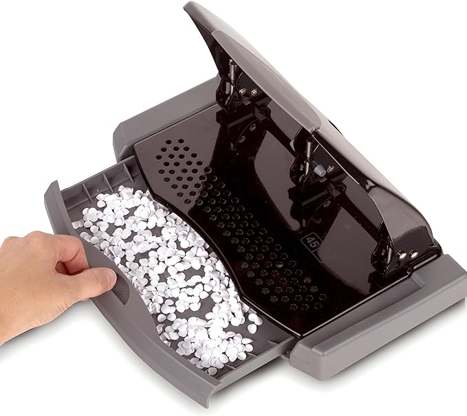 Swingline 3 Hole Punch, 45 Sheet Capacity Three Hole Puncher 3 Ring, Paper Punch, SmartTouch Low Effort, Black & Silver (74136)