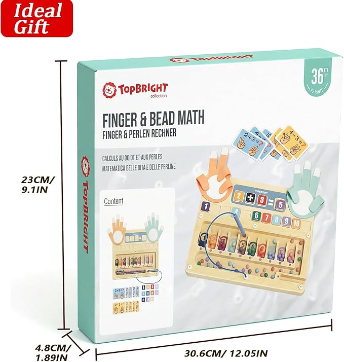 TOP BRIGHT Montessori Learning Toys for 3 4 5 + Year Old, Magnetic Beads Sorting Matching Toys for Boys Girls Birthday Gifts, Finger Math Addition & Subtraction