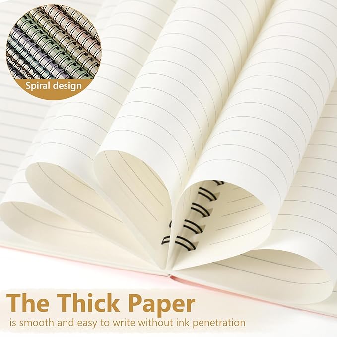 Fuutreo 24 Pcs Spiral Notebook for Work A5 8.3 x 5.7 Inch College Ruled Spiral Journal Notebook Kraft Cover, 12 Color, 60 Sheets, 120 Pages for Office School Supplies (Macaron Color,Classic)