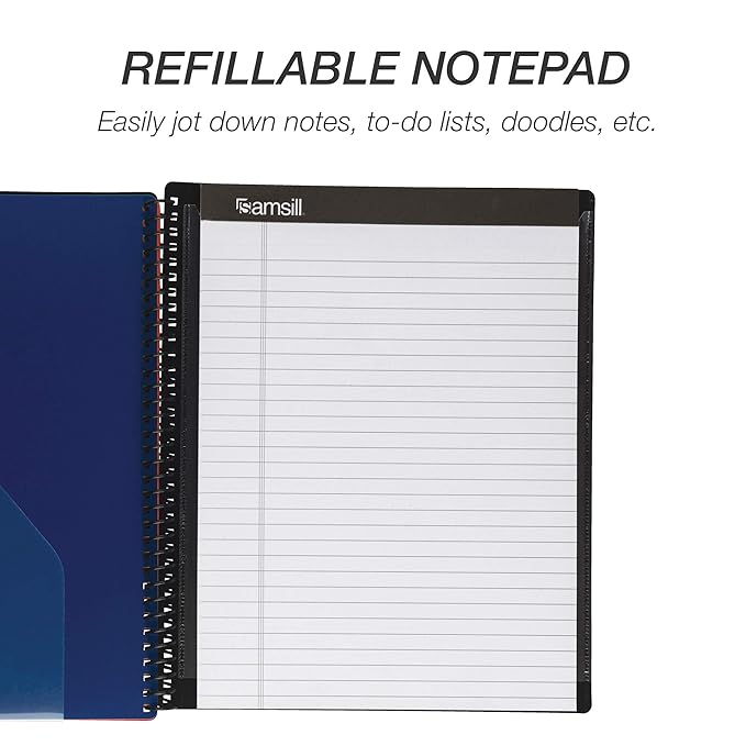 Samsill Spiral Folder Organizer - 5 Dividers & 10 Pockets with Notepad & Clipboard, Multi Pocket Color Cordinated Folder Binder with Customizable Tabs, Document Organizer (Basic)