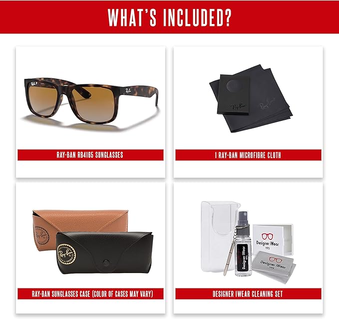 Ray-Ban RB4165 JUSTIN Sunglasses For Men For Women+BUNDLE with ACCESSORY EYEWEAR KIT