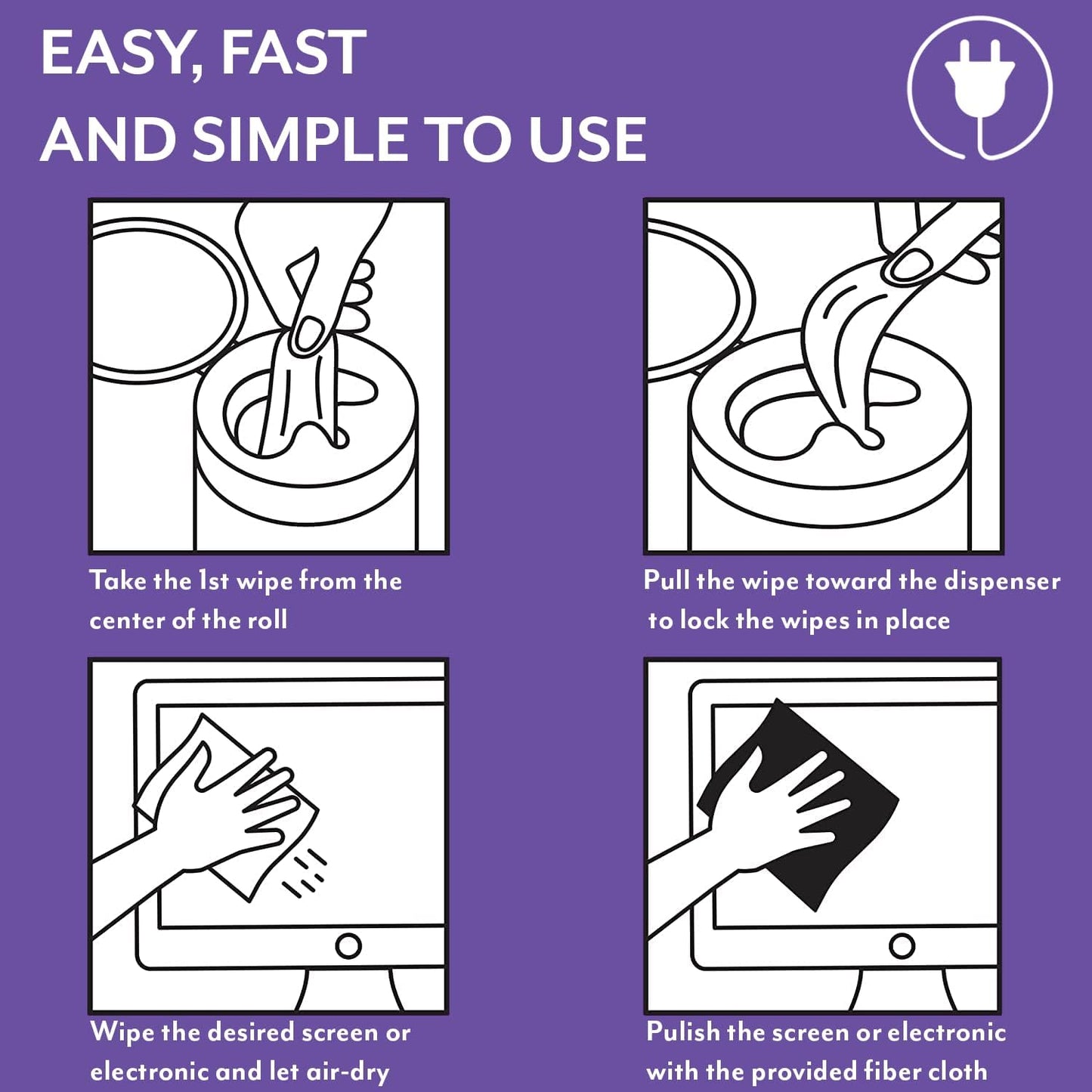 Screen Cleaner Wipes: Electronic Wipes for Screens - Computer Screen Wipes for Lens, Phone, Tv Screen and Monitor Cleaning - Tech Wipes & Microfiber Cloth (Canister, 300 Count)