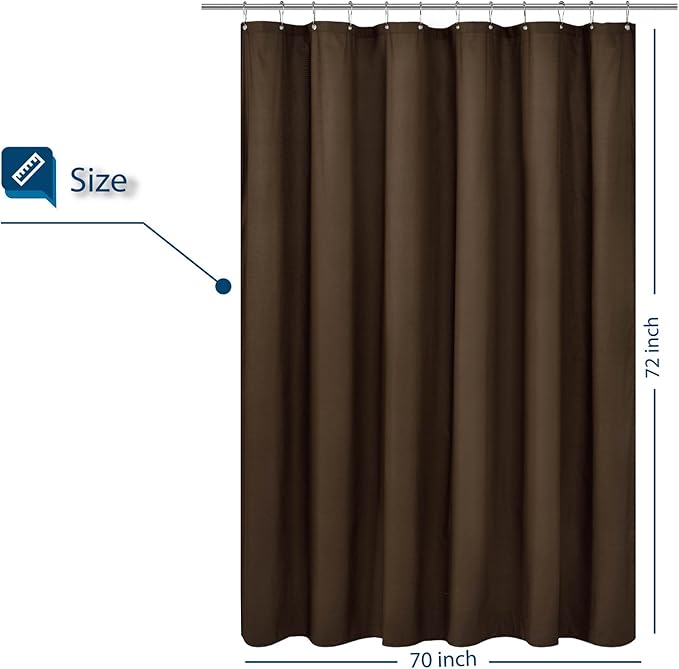 Barossa Design Soft Microfiber Fabric Shower Liner or Curtain, Hotel Quality, Machine Washable, Water Repellent, Chocolate Brown, 70 x 72 inches