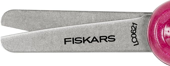 Fiskars 5" Blunt-Tip Glitter Scissors for Kids Ages 4-7 - Scissors for School or Crafting - Back to School Supplies - Pink