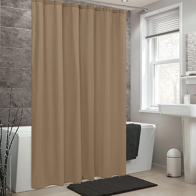 ALYVIA SPRING Extra Long Fabric Shower Curtain Liner Waterproof - 72" x 84", Soft & Lightweight XL Shower Curtain with 3 Magnets, Machine Washable - 72x84, Coffee