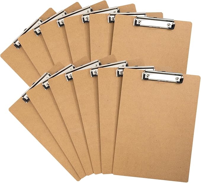 Clipboards, 12 Pack Clipboards for Classroom, A4 Standard Size 12.5 x 9 Inch with Low Profile Clip