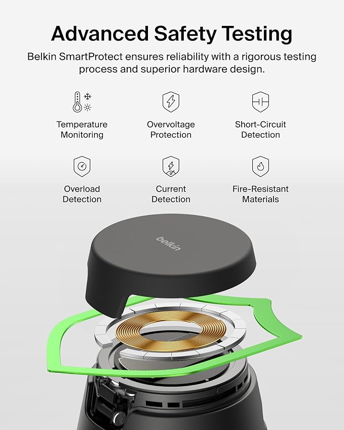 Belkin 3-in-1 Wireless Charging Station for Samsung Galaxy S26, Android - Qi2.2 25W Magnetic Charger for Pixel 10, iPhone 17, USB C Port for Galaxy, Pixel, & Apple Watch (Watch Charger Not Included)