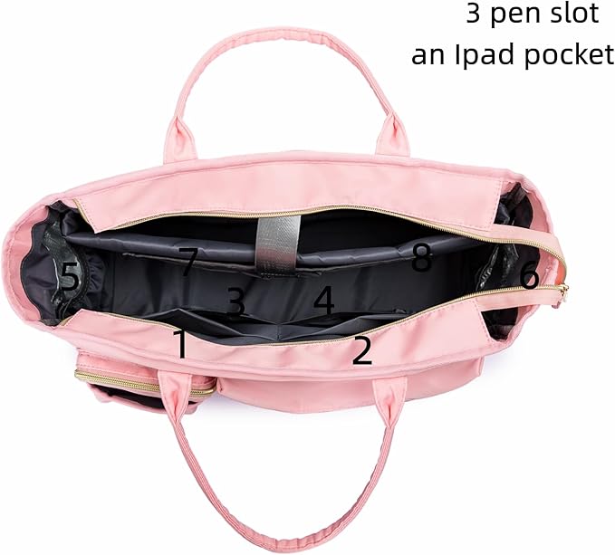 Rabjen Nurse Tote Bag for Work with Padded 15.6” Laptop Sleeve, Medical Supplies Shoulder Bag for Home Health Care