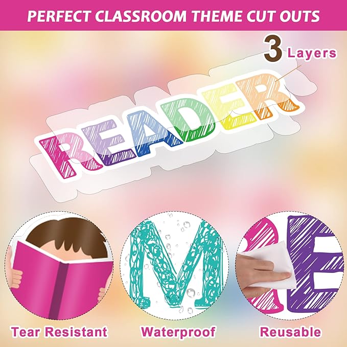Read Bulletin Board Decoration Set Reading Classroom Bulletin Board Cutouts for Party School Classroom Door Welcome Bulletin Board Craft Home Wall (Today a Reader, Tomorrow a Leader)