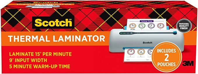 Scotch PRO TL906 Thermal,Laminator Machine,1 Laminating Device,White/Blue,Laminate Recipe Cards,Photos,Documents,for Home,Office,or School Supplies,9 in,(Pack of 2)