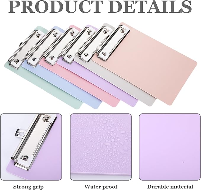 6 Pack Small Clipboards, Plastic Mini Clipboards 4.7x7.3, A6 Size Mini Clipboard with Retaining Clips, Memo Size Notepads Pocket Clipboard, Colorful Clip Board for Classroom Restaurants Office Gifts