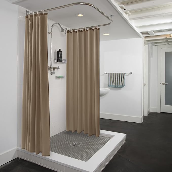 Nasitos Fabric Shower Curtain Liners 2 Pack - W72 x H72 - Washable & Water Resistant Cloth Shower Liner for Bathroom, Soft Hotel Quality, Standard Size (Khaki, 4 Separate Magnets Included)