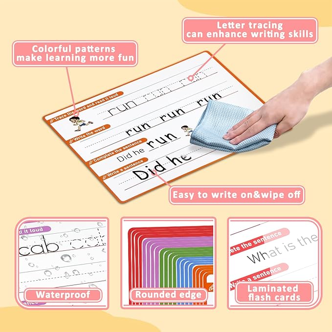 CVC Word Games & Sentence Building for Kids - Handwriting Practice, Phonics Flash Cards, Sight Word Tracing for Pre-K, Kindergarten & Homeschool Learning Activities