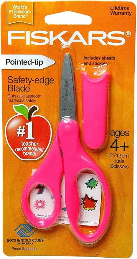 Fiskars Pink 5 Pointed Tip Kids Scissors