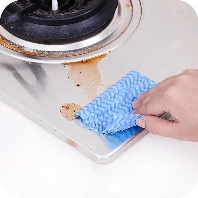 50 Pack Disposable Dish Cloths Heavy Duty Reusable Cleaning Cloths Dish Rags for Kitchen 23.6x11.8inches - Blue