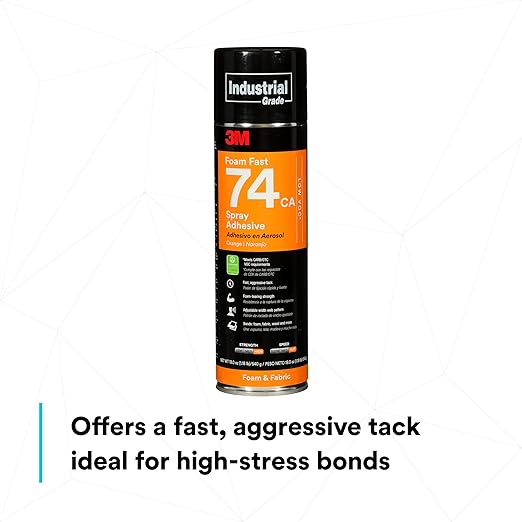 3M Foam Fast 74 CA Spray Adhesive Low VOC <25%, Orange, Net Wt 19.0 oz