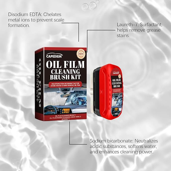 Automotive Oil Film Cleaning Brush for Car Windows, Glass Cleaning Board, Car Windshield Cleaner, Suitable for Windshield Glass Oil Film Remover (1, Red-black) (1, Red)