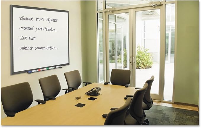 Quartet Whiteboard, Non-Magnetic Dry Erase White Board, 8' x 4', Total Erase, Black Aluminum Frame (S538B)