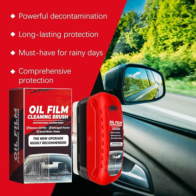 2Pc Automotive Oil Film Cleaning Brush, Windshield Cleaner for Car Windows & Glass, Glass Oil Film Remover for Car, Clear Vision Glass Cleaner, Anti-Rain & Anti-Fog Coating, Improves Clarity