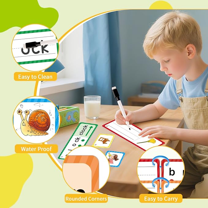 Phonics Games Flash Cards for Kids, Sight Word Spelling Games, Digraphs and Blends flashcards, Speech Therapy Toys for Toddlers, Learn to Read, Preschool Kindergarten Learning Activities