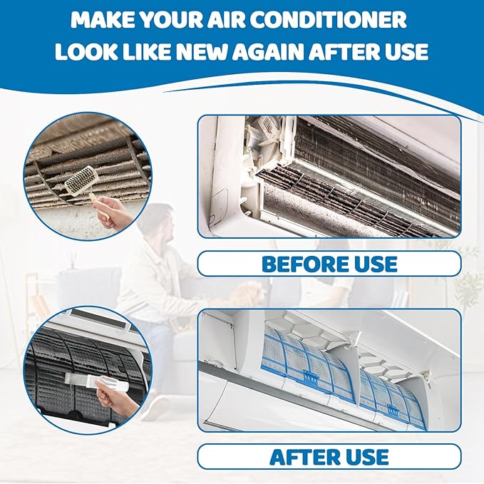 3Pcs Air Conditioner Condenser Fin Cleaning Brush Set, Stainless Steel Ac Fin Comb, Ac Coil Cleaner Brush for Mini Split, Refrigerator Coils, Evaporator