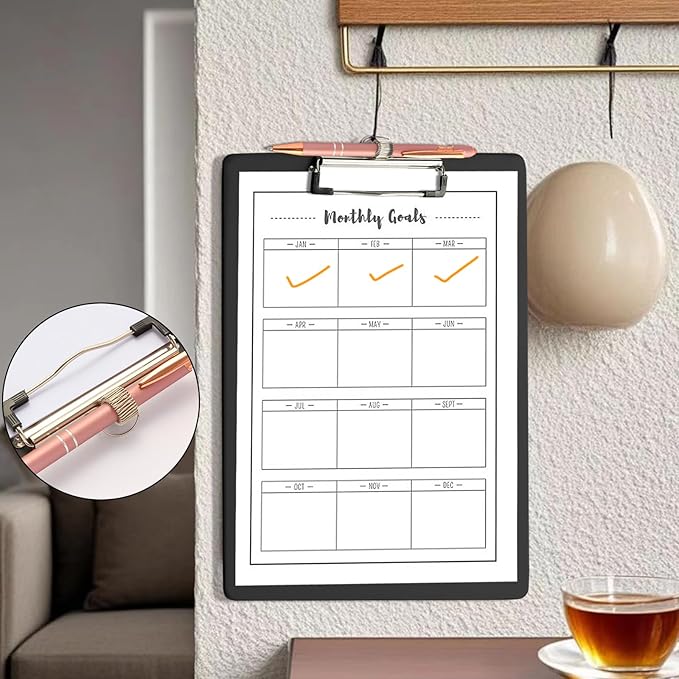 Clipboards with Pen Holder, Clip Boards Plastic Standard A4 Letter Size Holds 100 Sheets 8.5x11 Inch Papers 6 Pack Assorted Colors