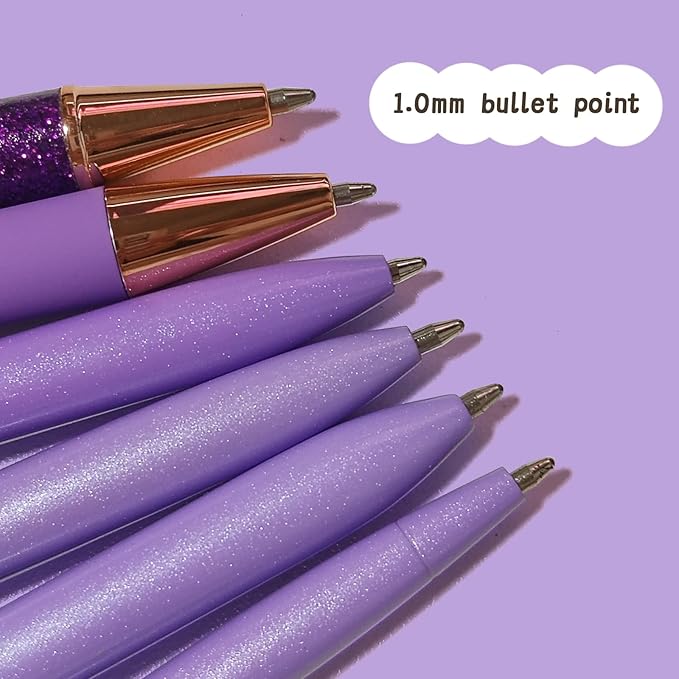 Personalized Pens for Women, 6 Pcs Purple Pens Ballpoint Pen Bulk, 1.0mm Medium Point Black Ink Pen for Journaling, Office and School Supplies Gifts for Nurse Teacher (Purple)