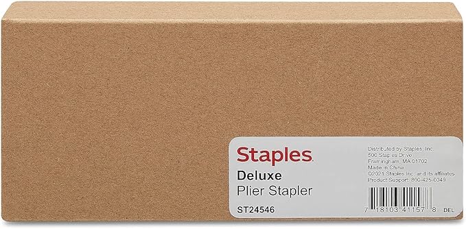 Staples Deluxe Plier Stapler, 20‑Sheet Capacity, Black/Gray, 3‑Pack – Handheld Office Staplers