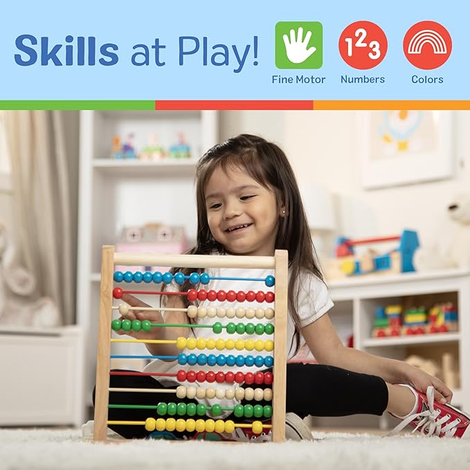 Melissa & Doug Abacus - Classic Wooden Educational Counting Toy With 100 Beads