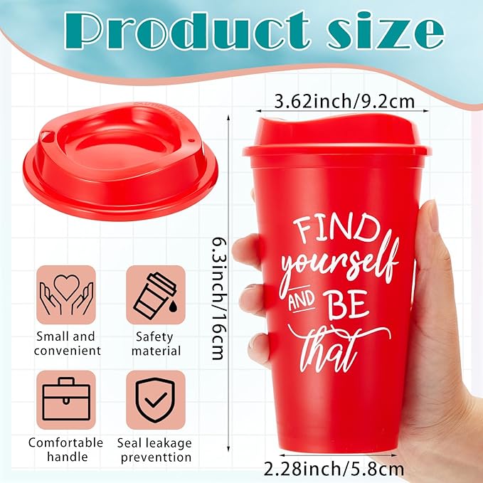 12 Pcs Inspirational Gifts for Employee Coworkers Staff Teammate, 16oz Reusable Plastic Coffee Cups with Positive Sayings, Bundle Gifts for Woman Man Coworker (Fresh Color,Inspirational)