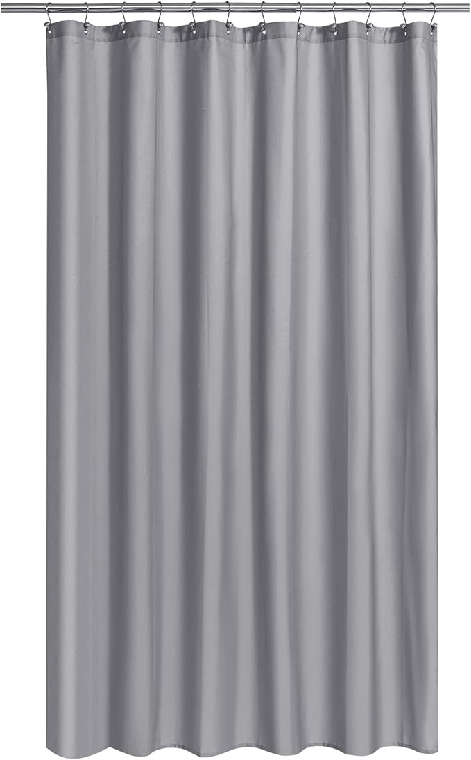 N&Y HOME Fabric Shower Curtain or Liner Extra Long 72 x 84 Inches - Hotel Quality, Machine Washable - Gray, 72x84