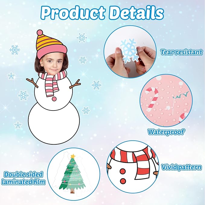 Winter Bulletin Board Decoration Set Xmas Tree Snowflakes Classroom Paper Cutouts Winter Snowman DIY Photo Bulletin Board Paper Decor for Christmas Holiday School Classroom Home Chalkboard Wall Decor