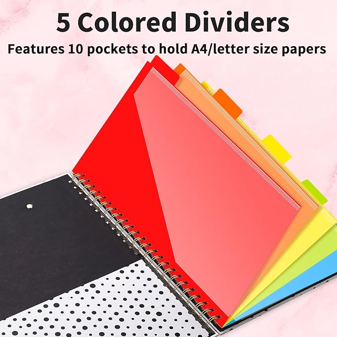 Sooez Clipboard with Refillable Notepad, Clipboard Folder with 10 Storage Pockets for Letter Size, Spiral Clipboards Notebook, Cute Portfolio for School Office Nursing
