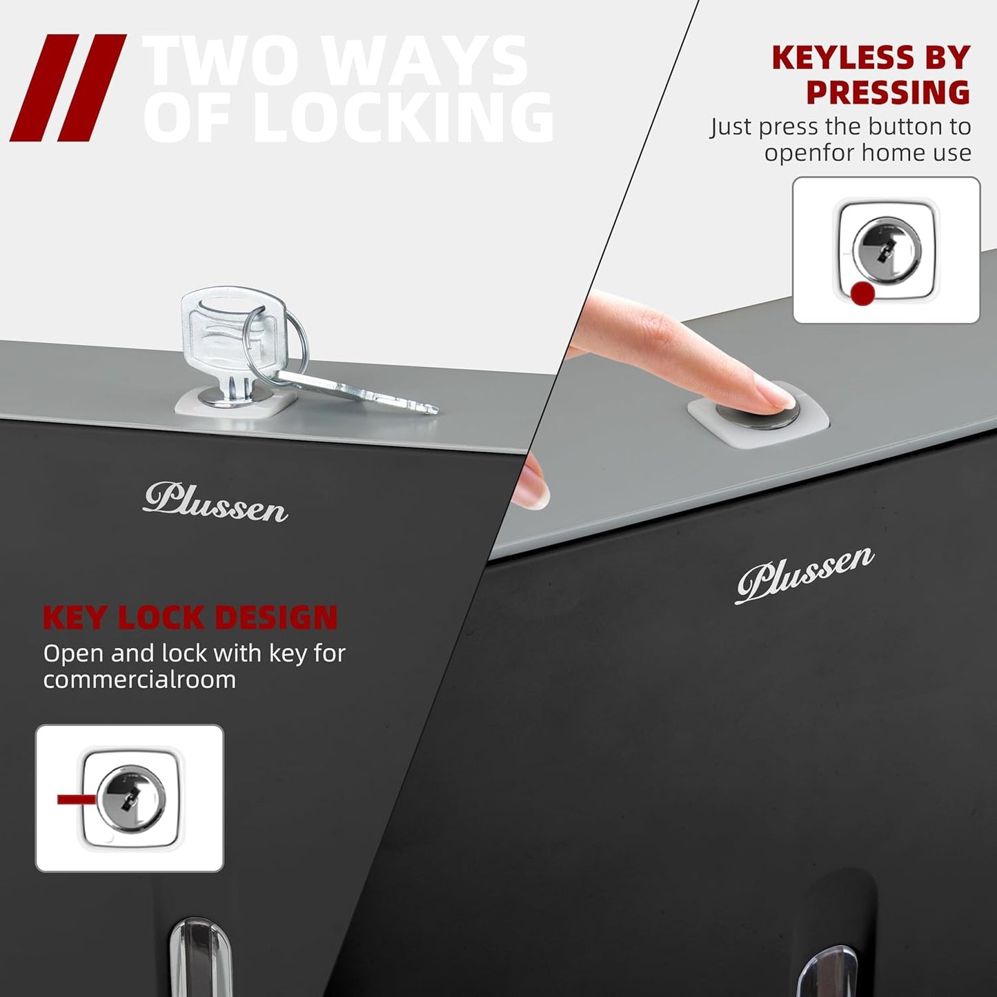 Bathroom Paper Towel Dispenser Pack of 2 Durable ABS Plastic Easy Installation No Drilling Waterproof Dustproof for Home Washroom Kitchen Bedroom