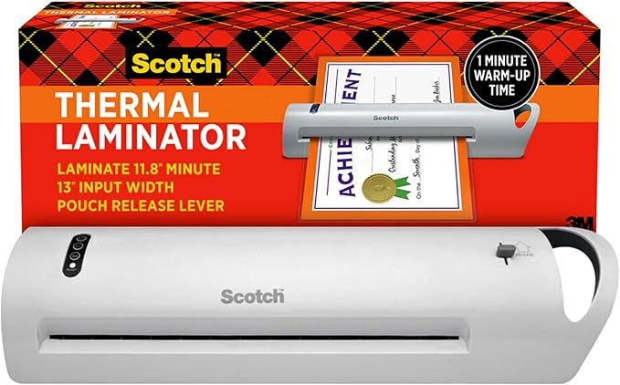 Scotch Thermal Laminator, Extra Wide 13 Inch Input, Ideal for Teachers, Small Offices, or Home (TL1302Z), White