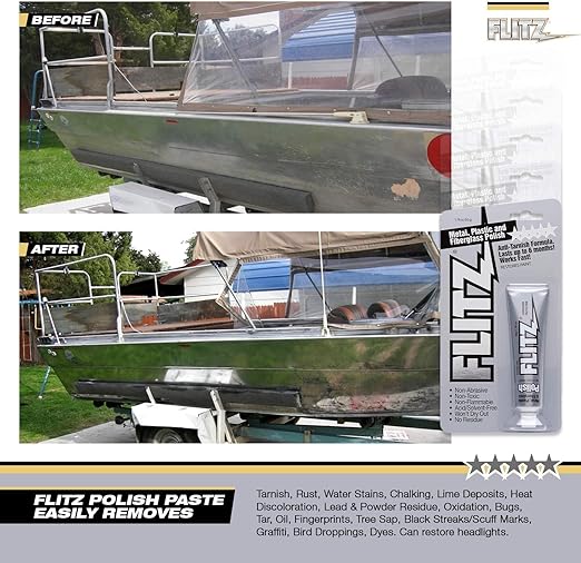 Flitz Multi-Purpose Metal Polish Paste - 1.76oz Tube of USA-Made Chrome Polish - Works on Stainless Steel, Aluminum, Plastic, Jewelry and Cars - Non-Abrasive Cleaner & Rust Remover (80 Pack)