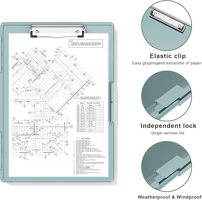 Hongri Clipboard with Storage, Green 8.5 x 11 Folder Nursing Side Opening, Heavy Duty with Dual Compartment, Smooth Writing for Teachers, Classroom, Size 13.3 x 9.4 x 1.5 in, Office & School Supplies