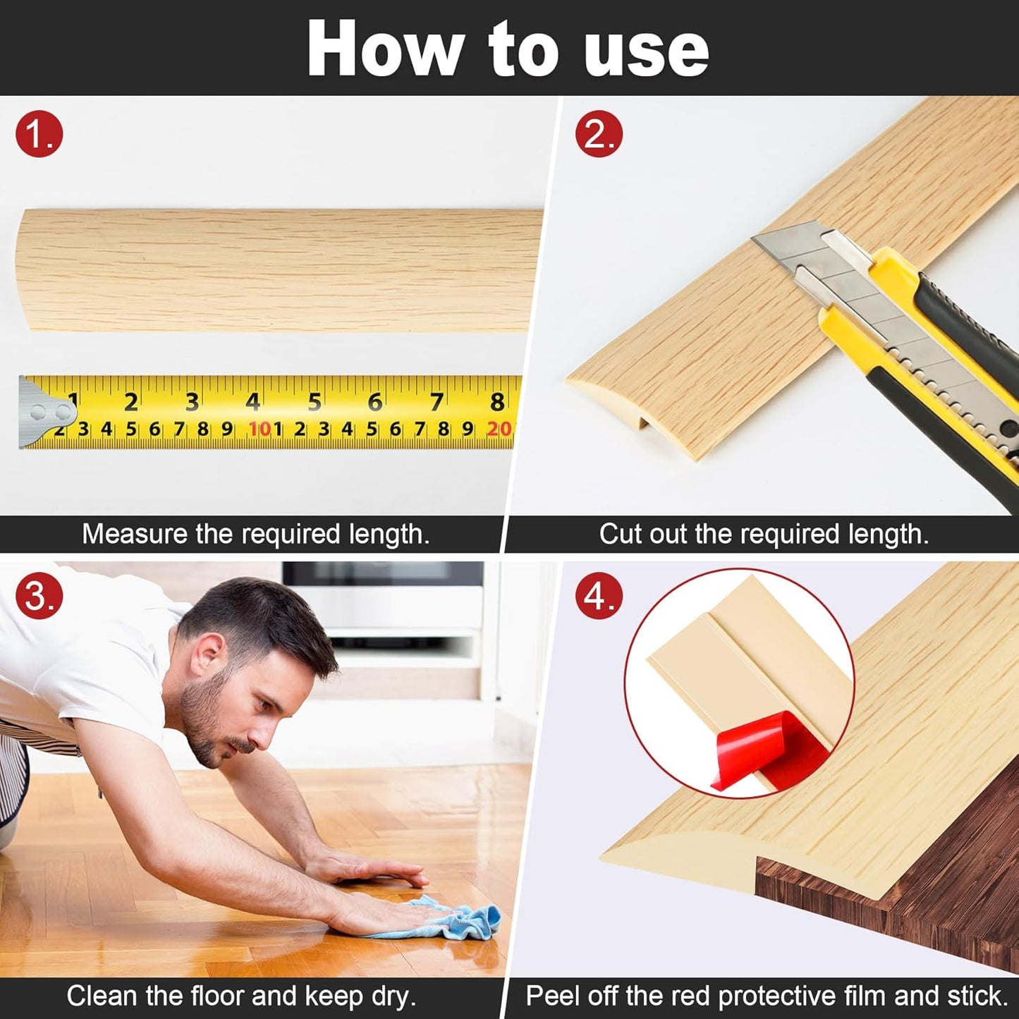 3.3Ft Carpet Floor Transition Strip, Self Adhesive Floor Edging Trim Strip, PVC Threshold Cover for Doorway, Floor Divider Strip Suitable for Threshold Height Less Than 5 mm - Beige Cream