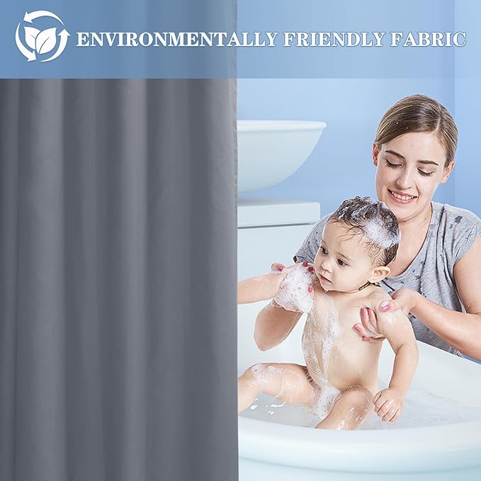 Nasitos Shower Curtain Liners 4 Pack - W36 x H72 - Washable & Water Resistant Fabric Bath Shower Liners for Narrow Stall, Stand Up Shower Stall, RV, Camper (Grey, Magnets Included)