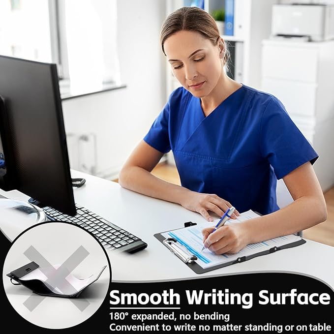 Nursing Clipboard Foldable Clipboard: Medical Nurse Clipboards with Nursing Cheat Sheets Aluminum 3 Layers Pocket Size Folding Clipboard Profile Clip for Nurses Students Doctors Black