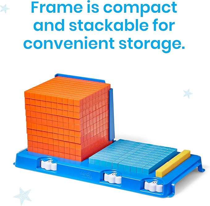 hand2mind Place Value Frame with Base Ten Blocks, Math Manipulatives Kindergarten, Montessori Math Materials, Counting Cubes, Classroom Supplies for Teacher Elementary