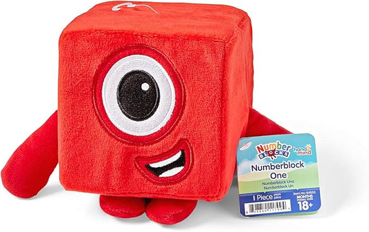 hand2mind Numberblocks One Plush, Plush Figure Toys, Numbers for Toddlers, Preschool Math Learning Toy, Stuffed Animal, Small Plushies, Soft Blocks, Counting Cubes, Stuffies for Kids, Birthday Gifts