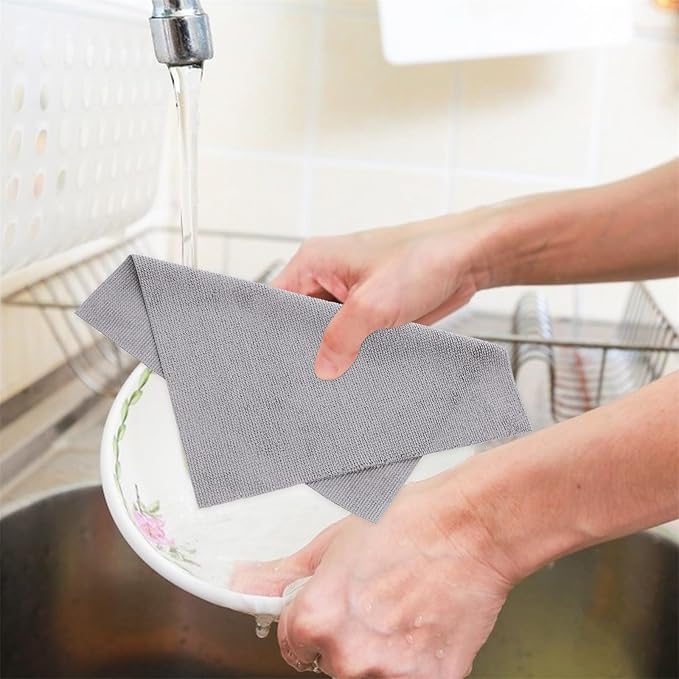 Reusable Microfiber Cleaning Cloth Roll Square Absorbent Towels for Kitchen Car Home Garage Washable Multipurpose Rags in Gray