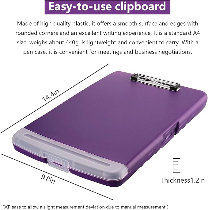 SFLHHDM Purple Clipboard, Clip Boards 8.5x11, Teacher Clipboards with Storage, Plastic Clipboard with Pen Holder, Clipboards Storage for Women Teachers Work, School & Office Supplies