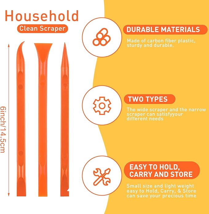 9 Pieces Plastic Scraper Tool Scratch Free Crevice Cleaning Sticker Remover Tool Multipurpose Non Scratch Scrapers for Tight Spaces, Kitchen, Crevices, Auto Detailing, Paint