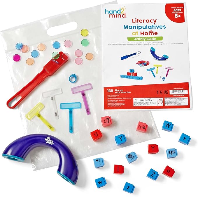 hand2mind Literacy Take Home Manipulatives Kit, Includes FingerFocus Highlighters, Phoneme Phone, Reading Rods Phonemic Awareness Linking Cubes, Magnetic Wand and Chips, Reading Tools (139 Pieces)