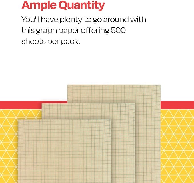 School Smart Graph Paper, 1/4 Inch Rule, 9 x 12 Inches, Manila, Pack of 500