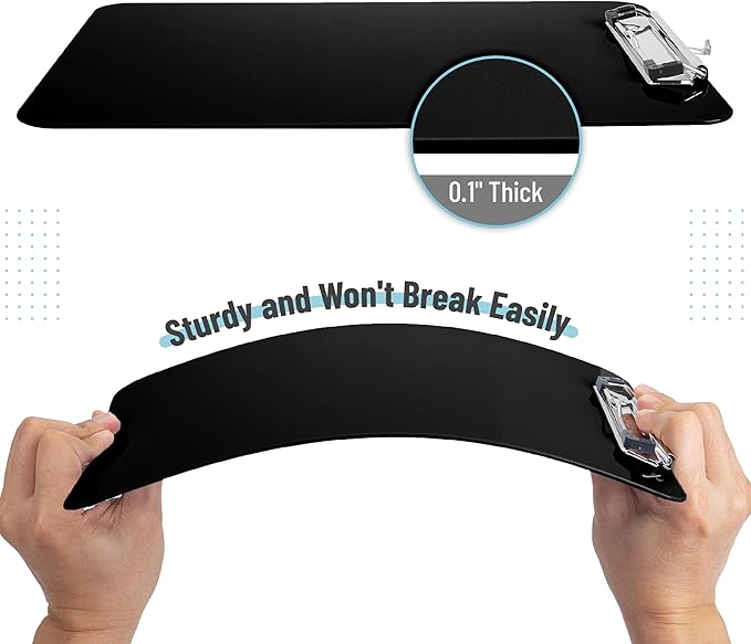 Mr. Pen- Plastic Clipboard, 12.5" x 9", 2 Pack, Black Clipboard Plastic, Low-Profile Metal Clip with Retractable Hanging Hole