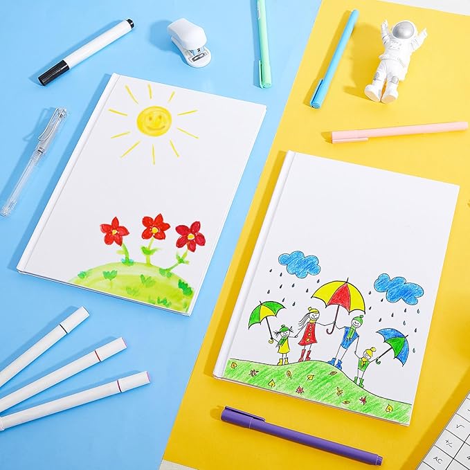 Henoyso Hardcover Blank Books for Kids to Write Stories Make Your Own Book Craft Unlined Notebook for Student Classroom DIY Drawing and Writing 40 Pages SketchBook for Kids Gift(20 Pack,7 x 10 Inch)